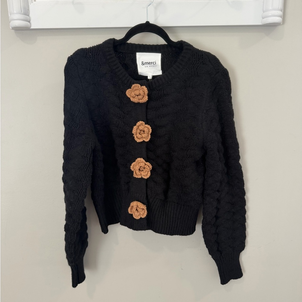 Rose & Remington Size Large Rose Button Sweater